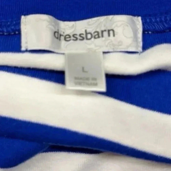 Dressbarn Women's Blue & White Striped Short Sleeve Tee Size L - Picture 4 of 4